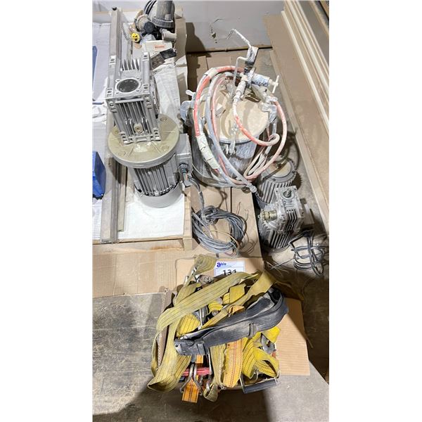 LOT ASST MOTORS, PAINT, POT, TIE DOWNS  & MISC