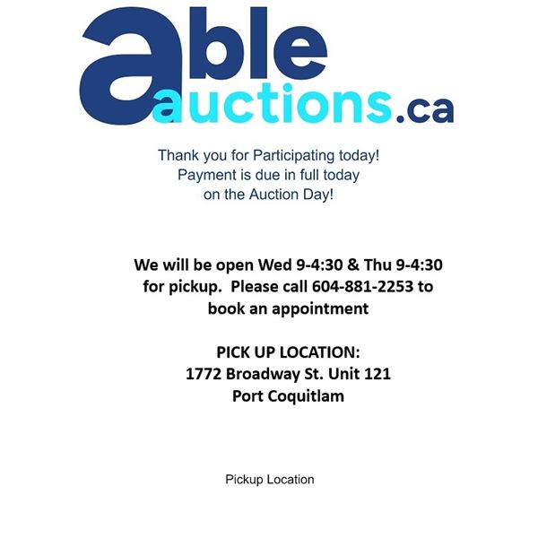 All items must be removed Wed May 14 & Thu May 15 9-4:30 by appointment only