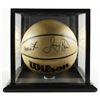 Image 1 : MAGIC JOHNSON AND LARRY BIRD SIGNED AND ENCASED BASKETBALL BECKETT AND PSA COA