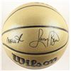 Image 2 : MAGIC JOHNSON AND LARRY BIRD SIGNED AND ENCASED BASKETBALL BECKETT AND PSA COA
