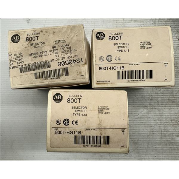 (3) Allen Bradley #800T-HG11 Selector Switches