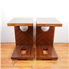 Image 2 : Pair of Contemporary Wood Side Tables with Chrome Accents