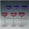 Image 1 : 6pc Vintage Val St Lambert  Crystal Goblets, Cranberry and Bourget Pattern