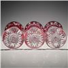 Image 4 : 6pc Vintage Val St Lambert  Crystal Goblets, Cranberry and Bourget Pattern