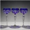 Image 6 : 6pc Vintage Val St Lambert  Crystal Goblets, Cranberry and Bourget Pattern