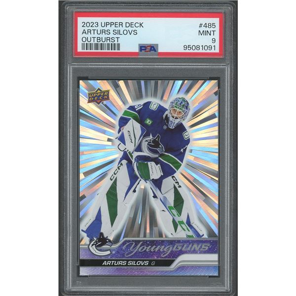 2023-24 Upper Deck Young Guns Arturs Silovs Outburst - PSA 9