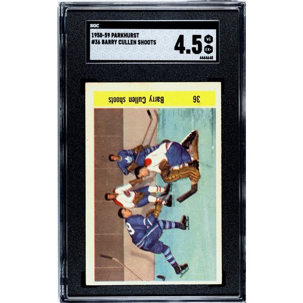 1958-59 Parkhurst #36 Barry Cullen Shoots (SGC 4.5)