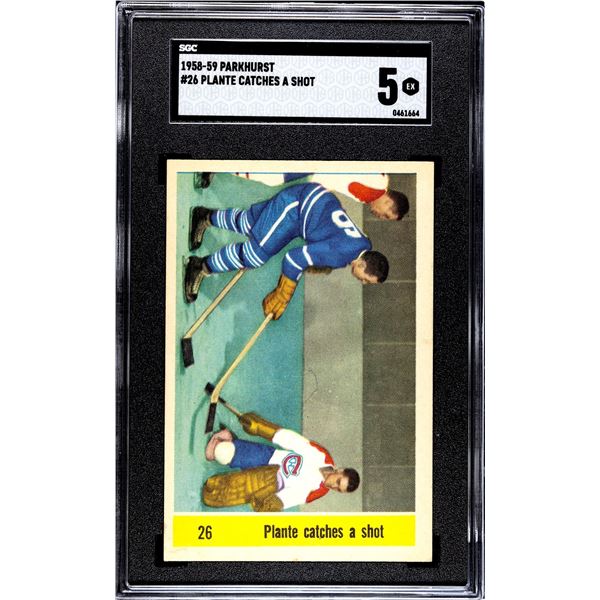 1958-59 Parkhurst #26 Plante Catches a Shot (SGC 5)