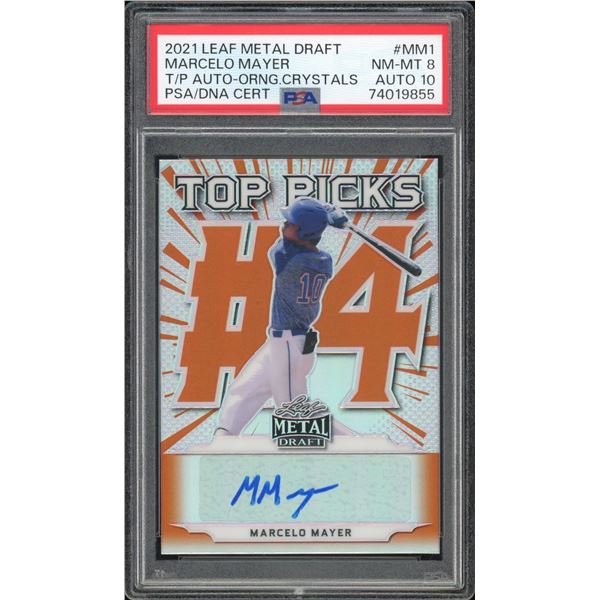 2021 Leaf Metal Draft Marcelo Mayer Orange Crystals autograph #6/7 - PSA 8/auto 10