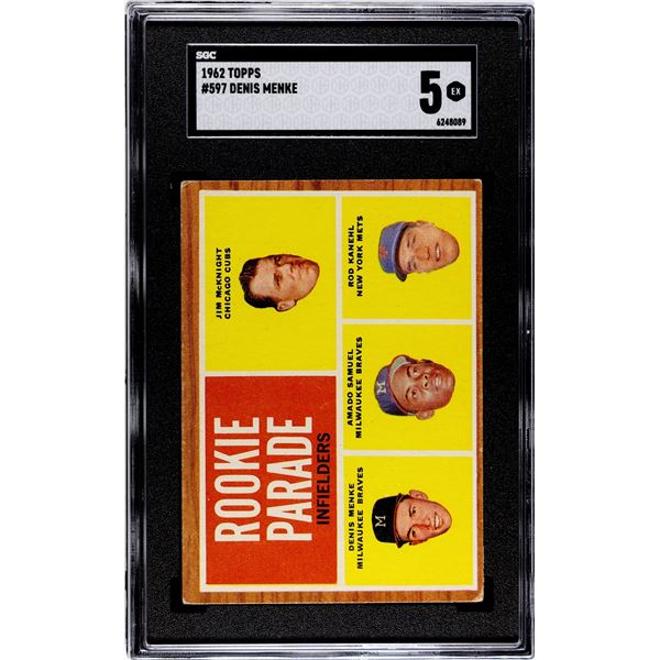 1962 Topps #597 Denis Menke RC (SGC 5) Hi #