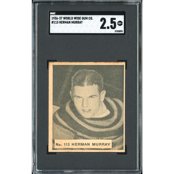 1937 World Wide Gum #113 Herman Murray (SGC 2.5)