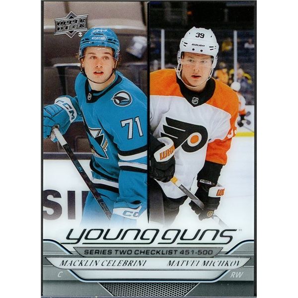 2024-25 Upper Deck Series 2 Young Guns Checklist Clear Cut Celebrini/Michkov