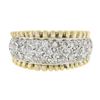 Image 4 : Estate 14K Two Tone Gold 1.0 ctw Round Pave Set Diamond Grooved Wide Band Ring