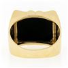 Image 6 : Men's Vintage 14K Yellow Gold Rectangular Black Onyx w/ Textured Sides Wide Ring