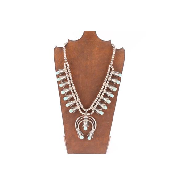 Light #8 Turquoise Squash Blossom.