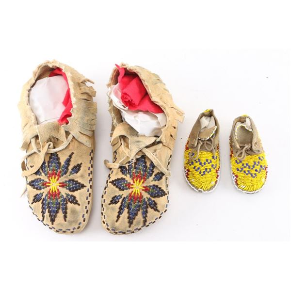 Two Pair of Beaded Moccasins.