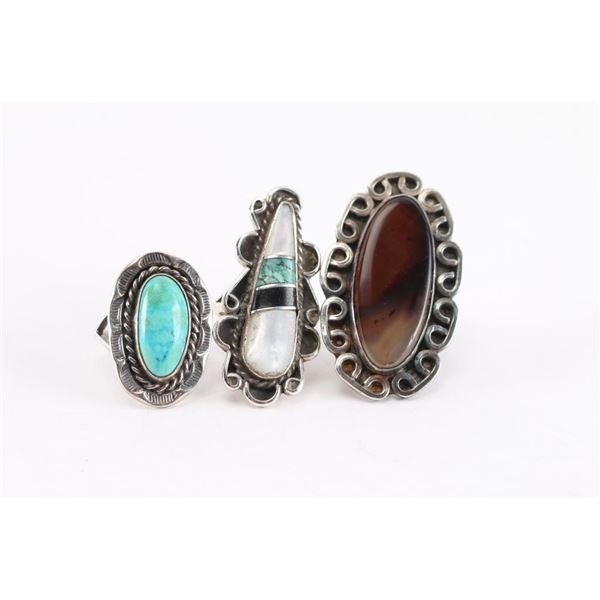 Lot of 3 Sterling Silver Rings.