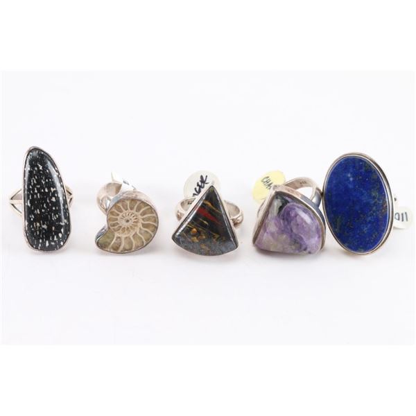 Lot of 5 Natural Stone Rings.