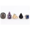 Image 1 : Lot of 5 Natural Stone Rings.