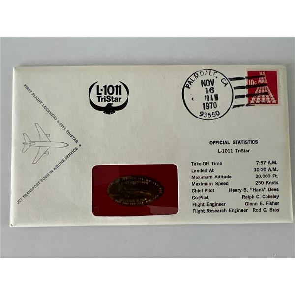 L-1011 Tristar gold stamped FDC commemorating the first flight of Lockheed