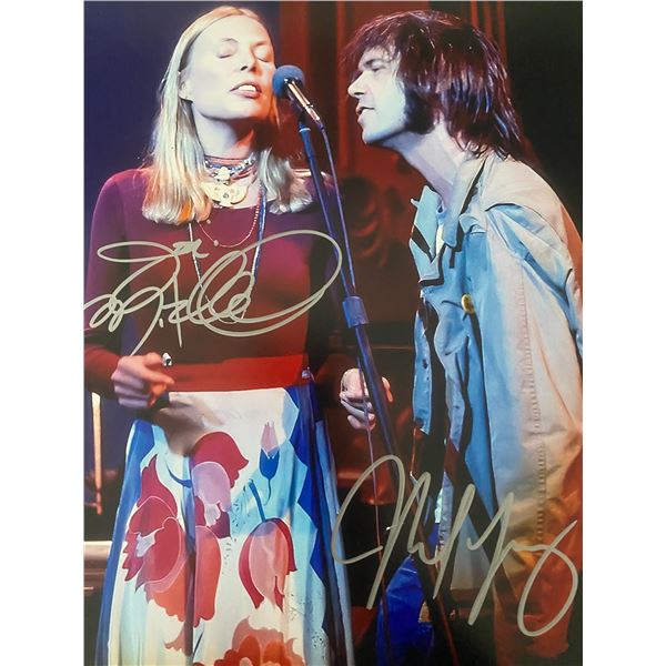 Rare Neil Young and Joni Mitchell signed photo