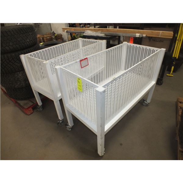 2 Metal Bins On Wheels