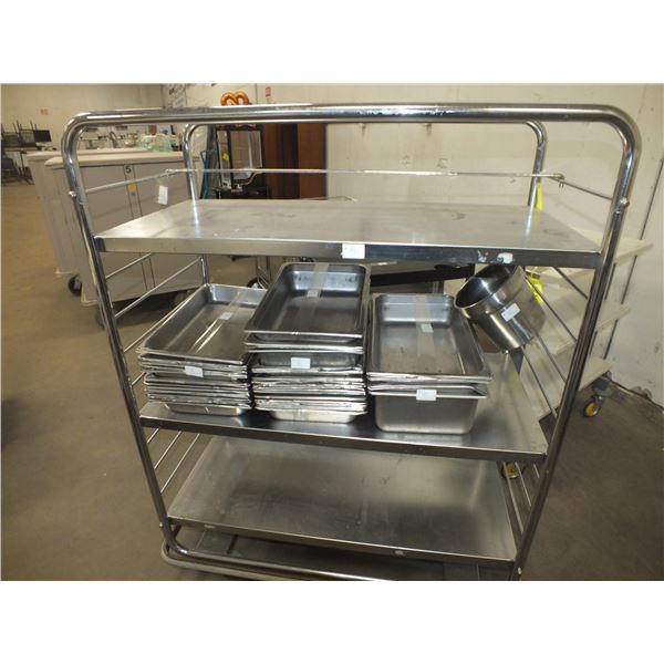 Stainless Steel Cart On Wheels w/ assorted Kitchen Inserts