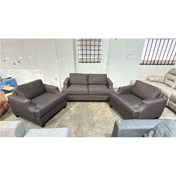 VAN GOGH DESIGNER SOFA SET. SOFA: 63.75L X 36.5W X 27.25H , CHAIRS: 37L X 36.5W X 27.25H