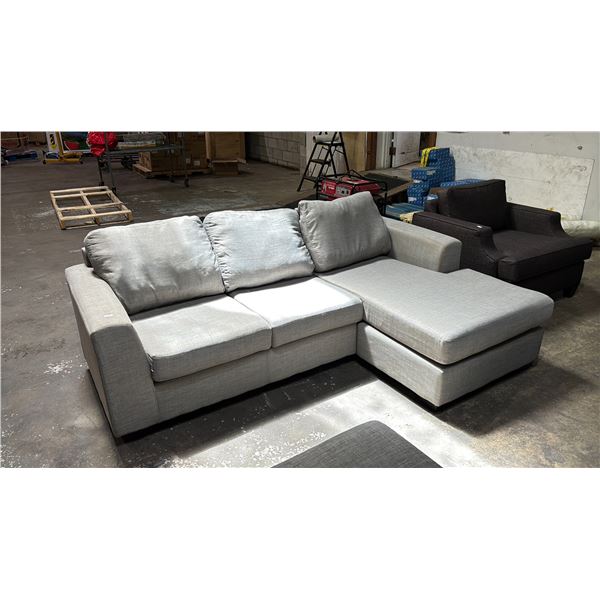 ROYAL FURNITURE SECTIONAL REVERSIBLE CHAISE CANADIAN MADE. 86.25L X 33.75W X 28H , CHAISE: 60L