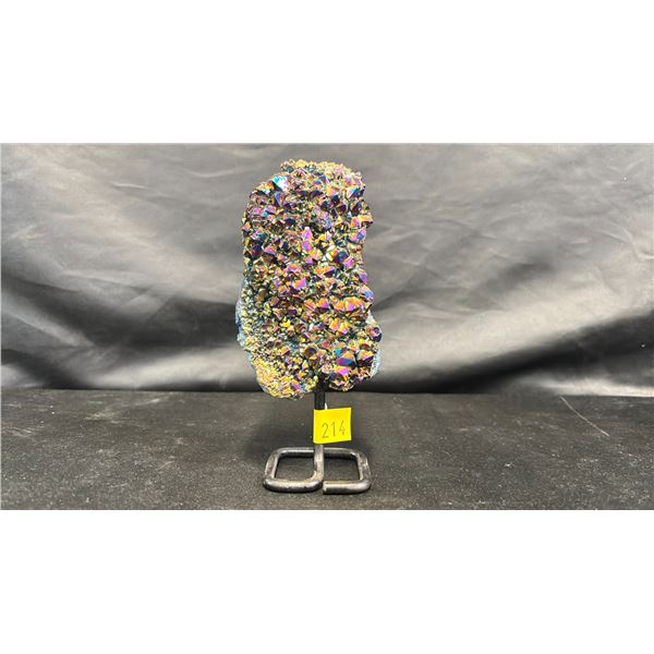 7" AMETHYST AURA CLUSTER ON A STAND * RETAIL VALUE $1600.00 *