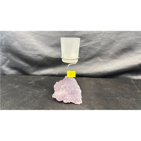 4.5" AMETHYST CLUSTER CANDLE HOLDER * RETAIL VALUE $600.00 *