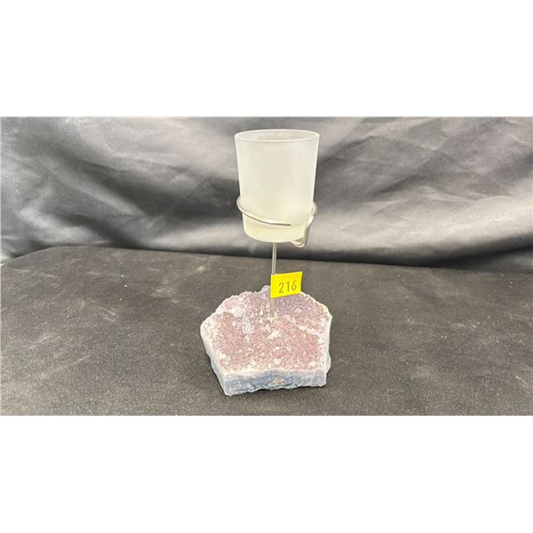 4.6" X 3.7" AMETHYST CLUSTER CANDLE HOLDER * RETAIL VALUE $800.00 *
