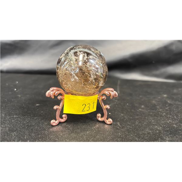 SMOKEY QUARTZ SPHERE ON A STAND * RETAIL VALUE $450.00 *