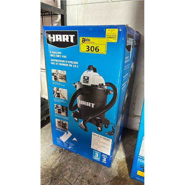 HART 5 GALLON WET/DRY VACUUM