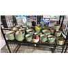 Image 1 : SHELF OF GREEN CERAMIC PLANTERS