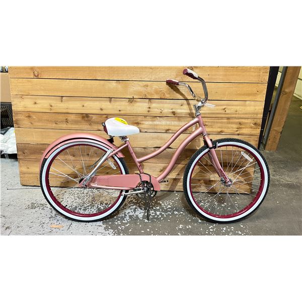 HUFFY PINK SINGLE SPEED CRUISER BIKE *MUDGUARD NEEDS REPAIR*