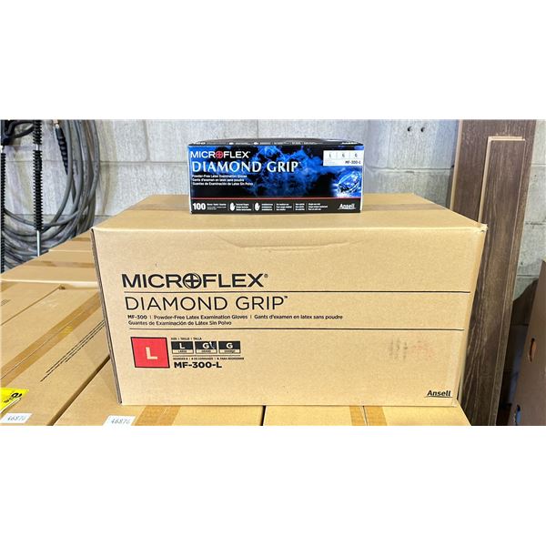 CASE OF 10 MICROFLEX DIAMOND GRIP POWDER-FREE LATEX EXAMINATION GLOVES SIZE L (1000 COUNT PER CASE)