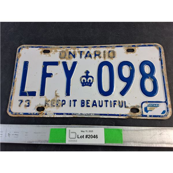 1973 Ontario Car Plate