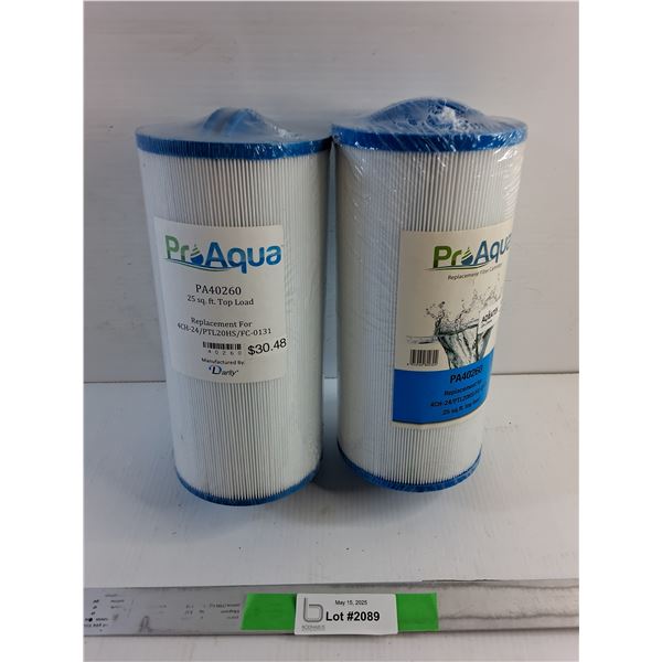 (2) Pro Aqua 25sq ft Top Load  Replacement Filter Cartridges - Sealed