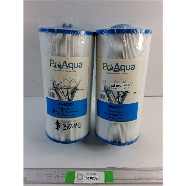 (2) Pro Aqua 25sq ft Top Load  Replacement Filter Cartridges - Sealed