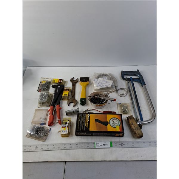 Pop Rivets and Rivet Gun, Compression Tester, Hacksaw, Scraper Clamp Making Kit and More