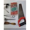 Image 4 : Assorted Tools Including Ball Pein Hammer, Tow Strap, Saw and More