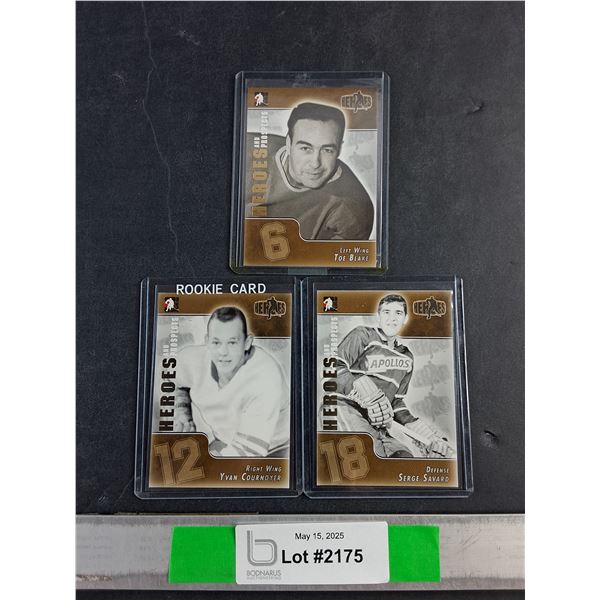 (3) Heroes NHL Hockey Cards - Yvan Cournoyer, Toe Blake and Serge Savard