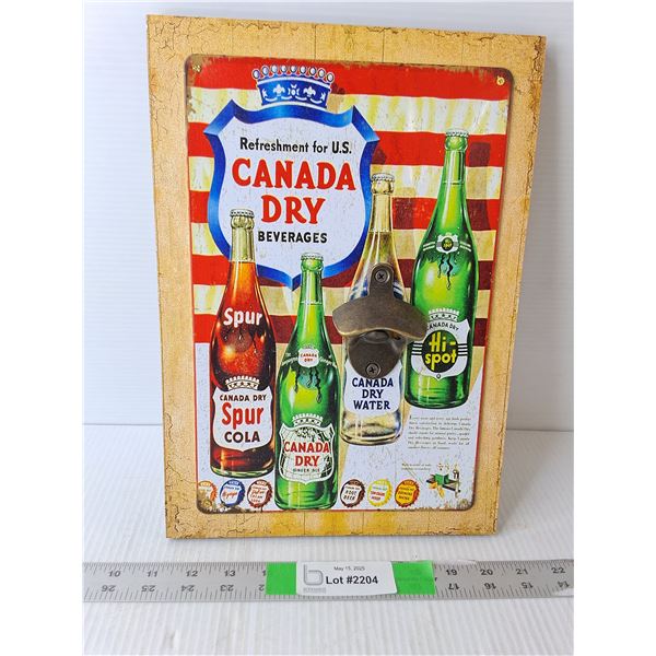 Canada Dry Wall Sign & Bottle Opener 13.5" x 9.5"