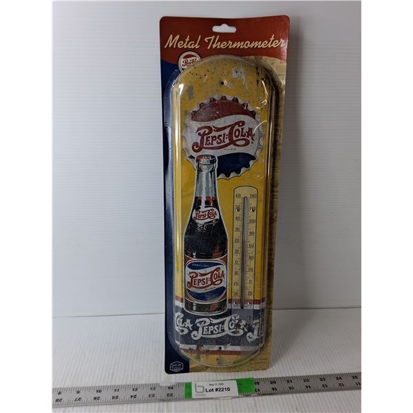 Pepsi-Cola Metal Thermometer 17" Tall