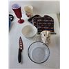 Image 2 : Kitchen Lot- Indigenous Apron, Mugs, Mixing Bowl, Misc.