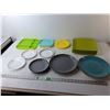 Image 1 : Plastic/Ceramic Kitchen Lot- (6) Dinner Plates, (10) Dessert Plates, Tray