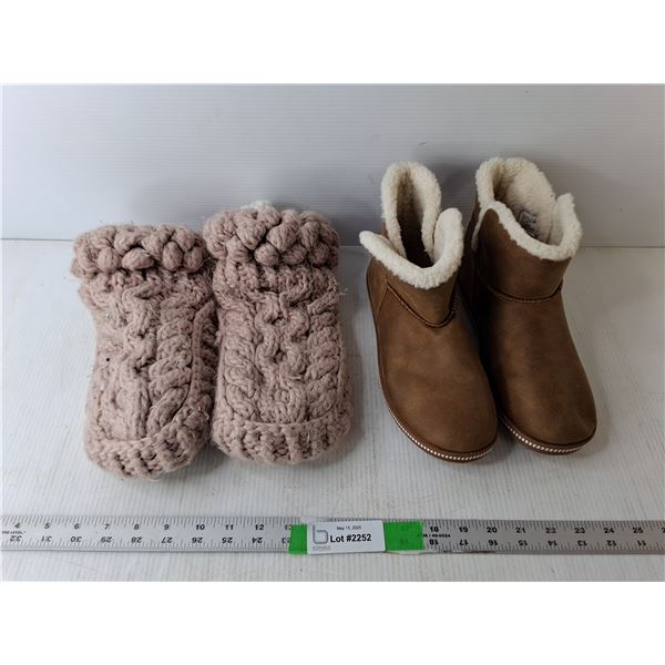 (2) Pairs of Women's Slippers- Skechers/9 & Lemon/Unknown Size