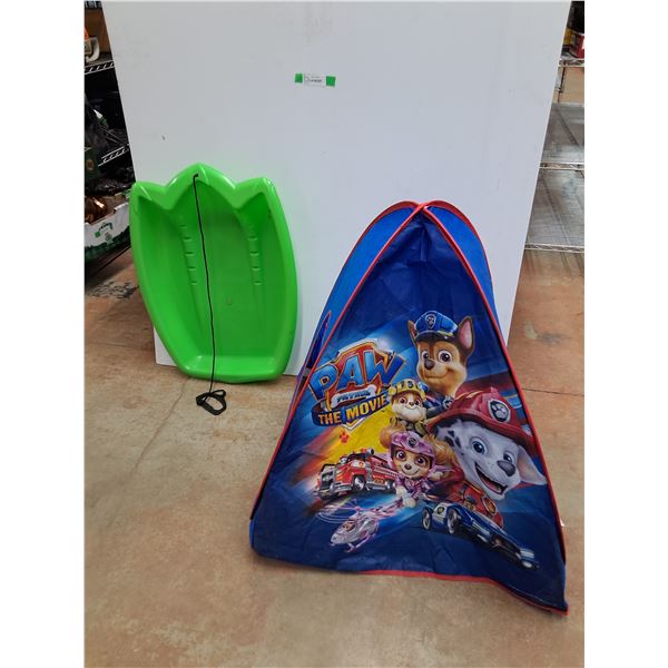 Paw Patrol Folding Play Tent 32" Tall & Snow Sled 30" Long