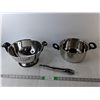 Image 1 : Kitchen Lot- Starbasix Pot, Tongs, Strainer